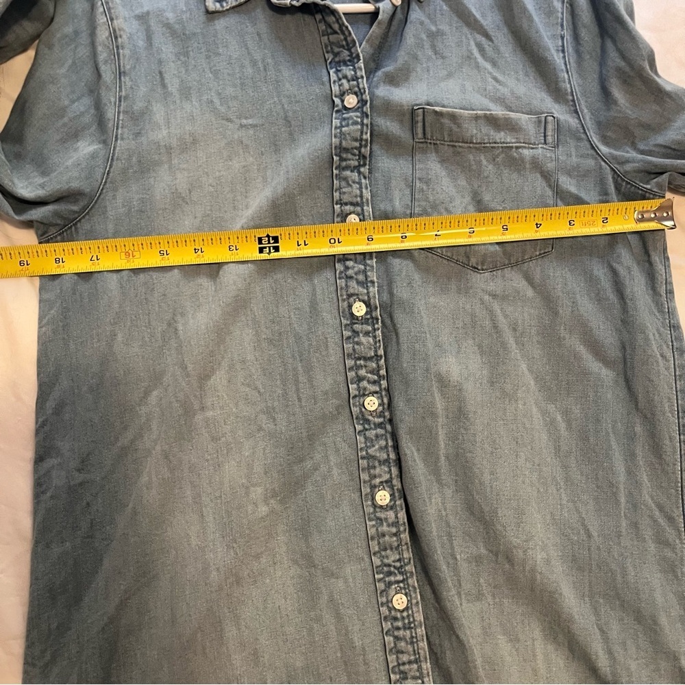 Aerie Distressed Denim Mini Dress Chambray Button Down Small - Picture 11 of 12